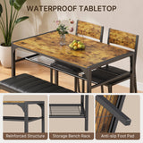 Asofer Dining Table Set for 4, Kitchen Table and Chairs Set, Kitchen Table with Upholstered Bench and 2 Chairs for Small Space, Retro