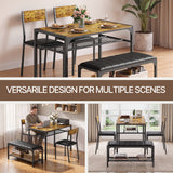 Asofer Dining Table Set for 4, Kitchen Table and Chairs Set, Kitchen Table with Upholstered Bench and 2 Chairs for Small Space, Retro