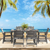 Patio Dining Set, Asofer Outdoor Dining Set for 6 with Umbrella Hole, Waterproof HIPS Material for Garden, Backyard, Lawn, Gray