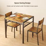 Dining Table Set for 2,Lofka 3 Piece Small Kitchen set,Breakfast Table with Storage & 2 Chairs for Small Spaces,Dorms,Coffee Bar Corner,Retro Brown