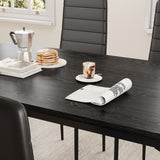 Asofer Dining Table Set for 4 with 1 Table & 4 Leather Cushion for Kitchen, Small Spaces, Black