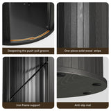 Asofer Round Dining Table for 4, Circle Dining Table with 2-Layer Storage and Smooth Sliding Wood Doors, Iron Strip Frame Base for Kitchen Living Room, Black