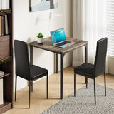 Dining Table Set for 2, 3 Piece Kitchen Table Set with 2 Upholstered PU Leather Chairs for Dining Room, Living Room, Apartment, Small Space, Grey