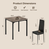 Dining Table Set for 2, 3 Piece Kitchen Table Set with 2 Upholstered PU Leather Chairs for Dining Room, Living Room, Apartment, Small Space, Grey