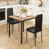 Dining Table Set for 2, 3 Piece Kitchen Table Set with 2 Upholstered PU Leather Chairs for Dining Room, Living Room, Apartment, Small Space, Retro