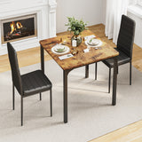 Dining Table Set for 2, 3 Piece Kitchen Table Set with 2 Upholstered PU Leather Chairs for Dining Room, Living Room, Apartment, Small Space, Retro