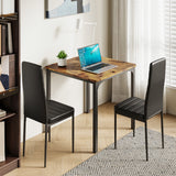 Dining Table Set for 2, 3 Piece Kitchen Table Set with 2 Upholstered PU Leather Chairs for Dining Room, Living Room, Apartment, Small Space, Retro
