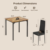 Dining Table Set for 2, 3 Piece Kitchen Table Set with 2 Upholstered PU Leather Chairs for Dining Room, Living Room, Apartment, Small Space, Retro