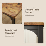 Dining Table Set for 2, 3 Piece Kitchen Table Set with 2 Upholstered PU Leather Chairs for Dining Room, Living Room, Apartment, Small Space, Retro