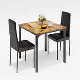 Dining Table Set for 2, 3 Piece Kitchen Table Set with 2 Upholstered PU Leather Chairs for Dining Room, Living Room, Apartment, Small Space, Retro