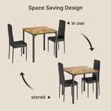 Dining Table Set for 2, 3 Piece Kitchen Table Set with 2 Upholstered PU Leather Chairs for Dining Room, Living Room, Apartment, Small Space, Retro