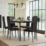 Dining Room Table Set for 6, Asofer Kitchen Table Set with Upholstered PU Leather Chairs for Kitchen Room, Living Room, Apartment, Black