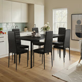Dining Room Table Set for 6, Asofer Kitchen Table Set with Upholstered PU Leather Chairs for Kitchen Room, Living Room, Apartment, Black
