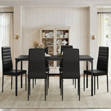 Dining Room Table Set for 6, Asofer Kitchen Table Set with Upholstered PU Leather Chairs for Kitchen Room, Living Room, Apartment, Black