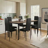 Dining Room Table Set for 6, Asofer Kitchen Table Set with Upholstered PU Leather Chairs for Kitchen Room, Living Room, Apartment, Gray