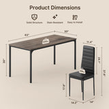 Dining Room Table Set for 6, Asofer Kitchen Table Set with Upholstered PU Leather Chairs for Kitchen Room, Living Room, Apartment, Gray