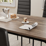 Dining Room Table Set for 6, Asofer Kitchen Table Set with Upholstered PU Leather Chairs for Kitchen Room, Living Room, Apartment, Gray