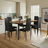 Dining Room Table Set for 6, Asofer Kitchen Table Set with Upholstered PU Leather Chairs for Kitchen Room, Living Room, Apartment, Retro