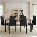 Dining Room Table Set for 6, Asofer Kitchen Table Set with Upholstered PU Leather Chairs for Kitchen Room, Living Room, Apartment, Retro