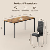 Dining Room Table Set for 6, Asofer Kitchen Table Set with Upholstered PU Leather Chairs for Kitchen Room, Living Room, Apartment, Retro