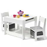 Kids' Table and Chairs Set, Asofer Toddler Craft Table with Removable Tabletop Storage for Playing Studying Eating, White&Gray