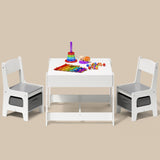 Kid's Table and Chairs Set, Asofer Toddler Craft Table with Removable Tabletop Storage for Playing Studying Eating, White&Gray