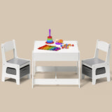 Kids' Table and Chairs Set, Asofer Toddler Craft Table with Removable Tabletop Storage for Playing Studying Eating, White&Gray