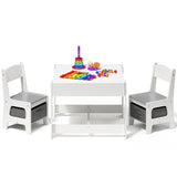 Kids' Table and Chairs Set, Asofer Toddler Craft Table with Removable Tabletop Storage for Playing Studying Eating, White&Gray