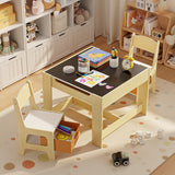 Kids' Table and Chairs Set, Asofer Toddler Craft Table with Removable Tabletop Storage for Playing Studying Eating, Natural