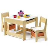 Kids' Table and Chairs Set, Asofer Toddler Craft Table with Removable Tabletop Storage for Playing Studying Eating, Natural