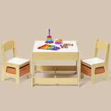 Kids' Table and Chairs Set, Asofer Toddler Craft Table with Removable Tabletop Storage for Playing Studying Eating, Natural