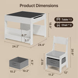 Asofer Kids Activity Table Set and Separate Storage Cabinet, Playroom Toy Organizer Furniture