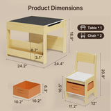 Asofer Multi-Function Kids Play Activity Table with Storage Cabinet, Children Playroom Furniture