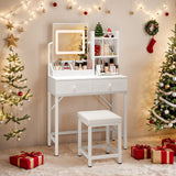 Asofer Vanity Desk with Mirror and Lights, Makeup Vanity with 3 LED Light Modes & Adjustable Brightness
