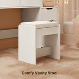 Asofer 6-Piece White Bedroom Set: King Bed Frame, LED Vanity, 2 Drawer Dressers and 2 Charging Nightstands