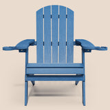 Folding Adirondack Chair, HIPS All-Weather Patio Chairs Set of 2 with Cup Holder,  for Patio Garden Backyard Lawn Outdoors Fire Pit - Blue