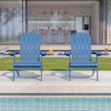 Asofer durable Folding Adirondack Chair，SGS Tested, Wooden Textured with two Cup Holders，All-Weather Heavy HDPE Comfortable Set Poolside Backyard Lawn Coffee, Aruba Blue