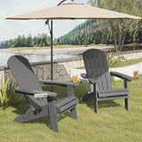 Asofer durable Folding Adirondack Chair，SGS Tested, Wooden Textured with two Cup Holders，All-Weather Heavy HDPE Comfortable Set Poolside Backyard Lawn Coffee, Aruba Blue