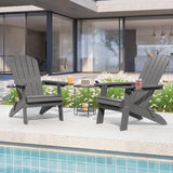 Asofer durable Folding Adirondack Chair，SGS Tested, Wooden Textured with two Cup Holders，All-Weather Heavy HDPE Comfortable Set Poolside Backyard Lawn Coffee, Aruba Blue