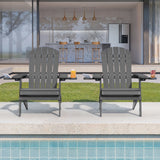 Folding Adirondack Chair, HIPS All-Weather Patio Chairs Set of 2 with Cup Holder,  for Patio Garden Backyard Lawn Outdoors Fire Pit - Gray