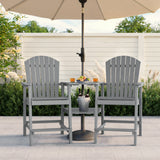 Asofer Tall Adirondack Chair Set of 2, Balcony Chair with Double Connecting Tray Patio Stools Weather Resistant for Outdoor Deck Lawn Pool Backyard, Gray