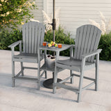 Asofer Tall Adirondack Chair Set of 2, Balcony Chair with Double Connecting Tray Patio Stools Weather Resistant for Outdoor Deck Lawn Pool Backyard, Gray