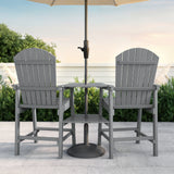 Asofer Tall Adirondack Chair Set of 2, Balcony Chair with Double Connecting Tray Patio Stools Weather Resistant for Outdoor Deck Lawn Pool Backyard, Gray