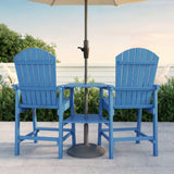 Asofer Tall Adirondack Chair Set of 2, Balcony Chair with Double Connecting Tray Patio Stools Weather Resistant for Outdoor Deck Lawn Pool Backyard, Cerulean