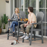Asofer Tall Adirondack Chair Set of 2, Balcony Chair with Double Connecting Tray Patio Stools Weather Resistant for Outdoor Deck Lawn Pool Backyard, Gray