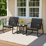 Asofer 3-Piece Outdoor Patio Furniture Set with Glass Table, Bistro Chairs Set for Poolside, Porch, Lawn, Black