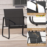 Asofer 3-Piece Outdoor Patio Furniture Set with Glass Table, Bistro Chairs Set for Poolside, Porch, Lawn, Black