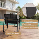 Asofer 3-Piece Outdoor Patio Furniture Set with Glass Table, Bistro Chairs Set for Poolside, Porch, Lawn, Black