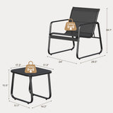 Asofer 3-Piece Outdoor Patio Furniture Set with Glass Table, Bistro Chairs Set for Poolside, Porch, Lawn, Black
