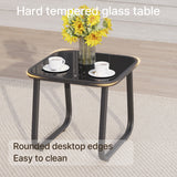 Asofer 3-Piece Outdoor Patio Furniture Set with Glass Table, Bistro Chairs Set for Poolside, Porch, Lawn, Black
